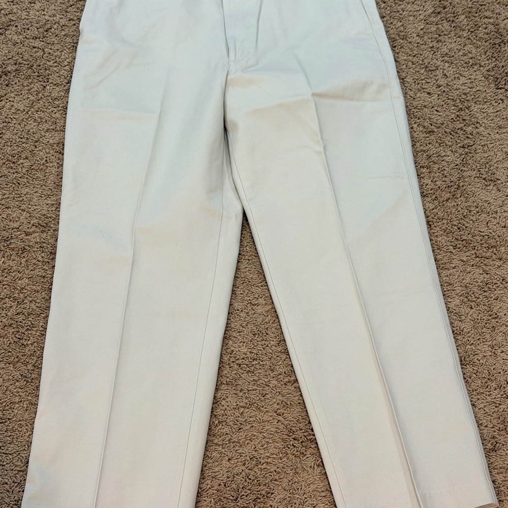 Savane Performance Chino Pants Size 36x29 Khaki Pleated Wrinkle Free